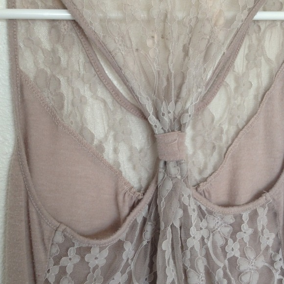 Taupe Racerback Lace Tank - Picture 3 of 4