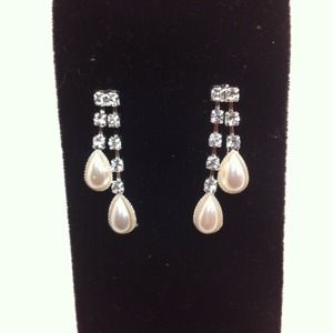 Studded Bling Earrings with Pearl accents