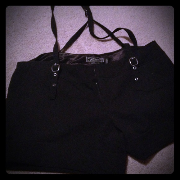 Sold!! Black guess shorts with suspenders