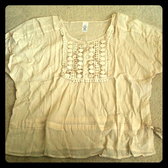 Boho Woven Beige Blouse - BRAND NEW - Picture 1 of 2