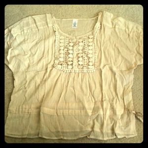 Boho Woven Beige Blouse - BRAND NEW