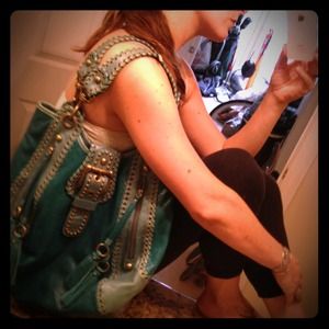 Signature Isabella Fiore- Turquoise snakeskin hobo