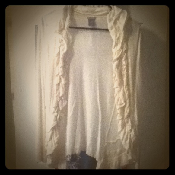 Beige ruffle cardigan