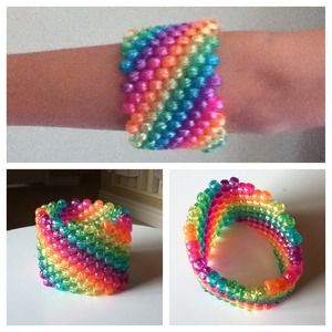 🔴SOLD🔴Diagonal rainbow sparkly kandi cuff