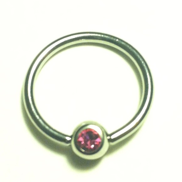 New! Captive bead pink gem piercing