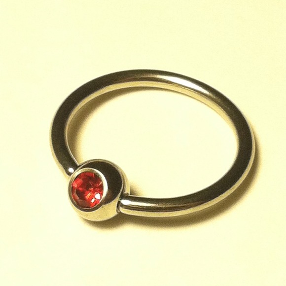 New! Red gem captive bead ring
