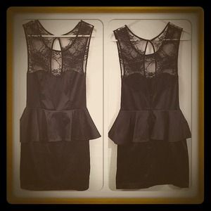 REDUCED! Black Lace Peplum Dress