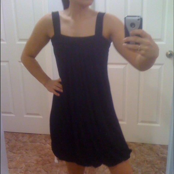 Black bubble jersey knit dress