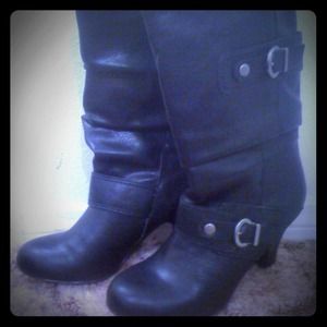 Black leather boots
