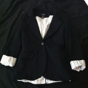 Forever 21 Black blazer w/ cognac elbow pads.