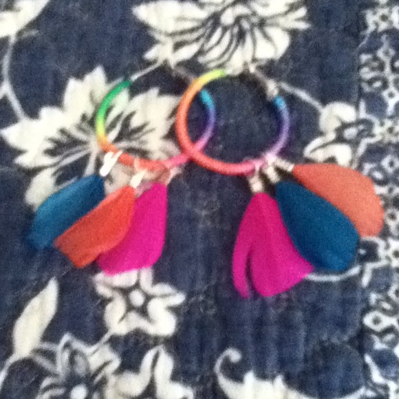 Colorful feather earrings