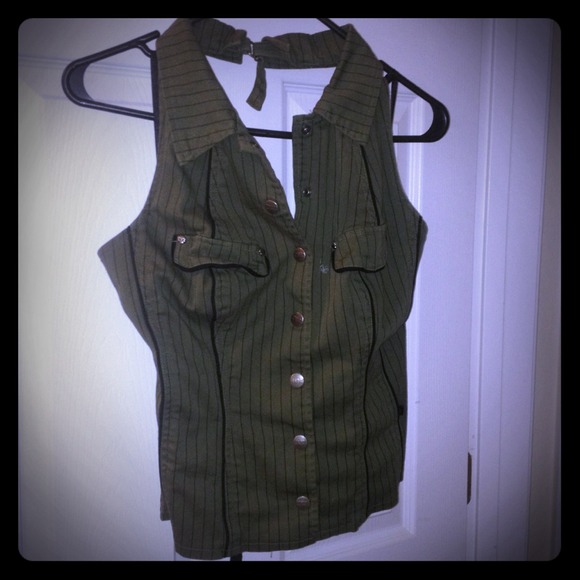 REDUCED!!! Tripp NYC green pinstriped halter vest