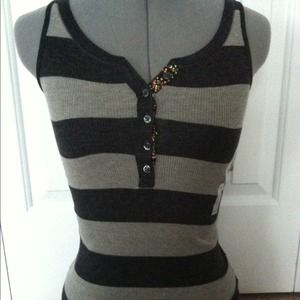 Grey Striped Tank Top