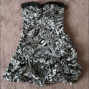 Black and White Strapless Dress