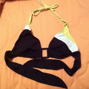 Black, baby blue, lime green swim top