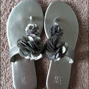Grey Flower FlipFlops