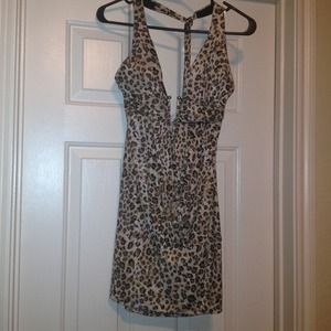 Sexy animal print halter dress