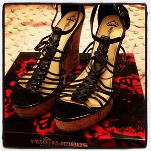 Fegalicious black wedge sandals