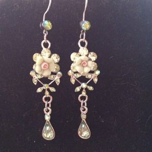 Green Rose Earrings