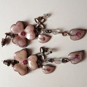 Pink clover earrings