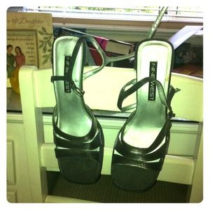 Silver dress shoes with straps