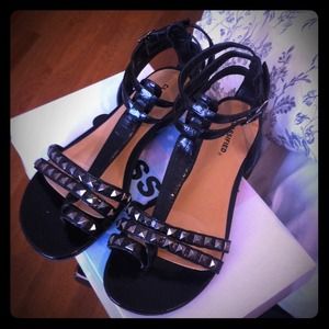 Black Studded Gladiator Sandals