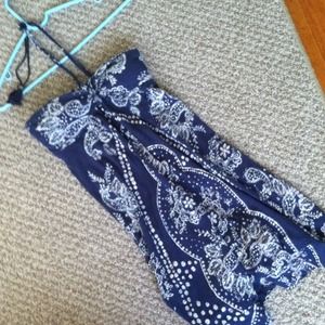 Blue and white detail halter sundress
