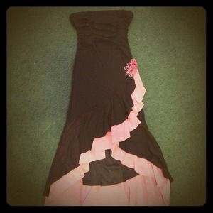 Little Black Flowy Dress (with a splash of pink!)