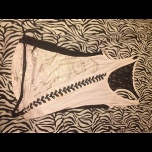 White tank black lace back small