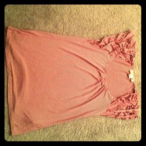 Red and white stripped shirt