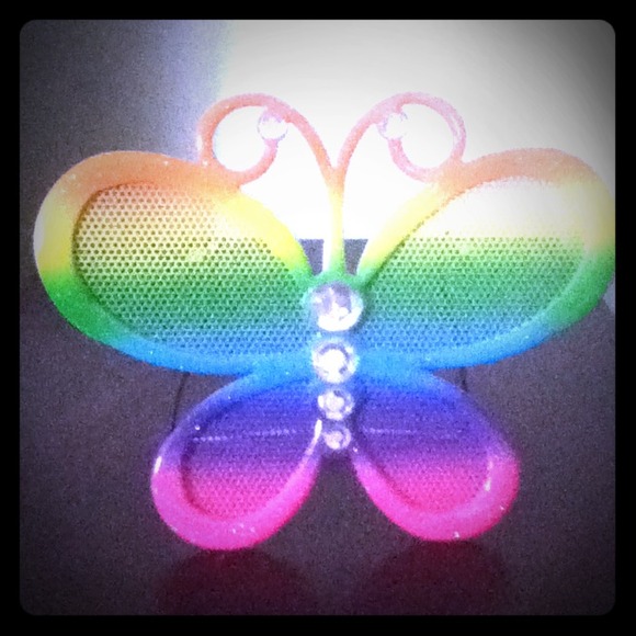 Rainbow butterfly glittery earring holder
