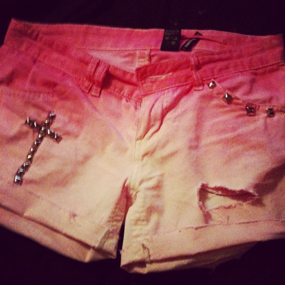 Other - Pink to white ombré studded shorts.