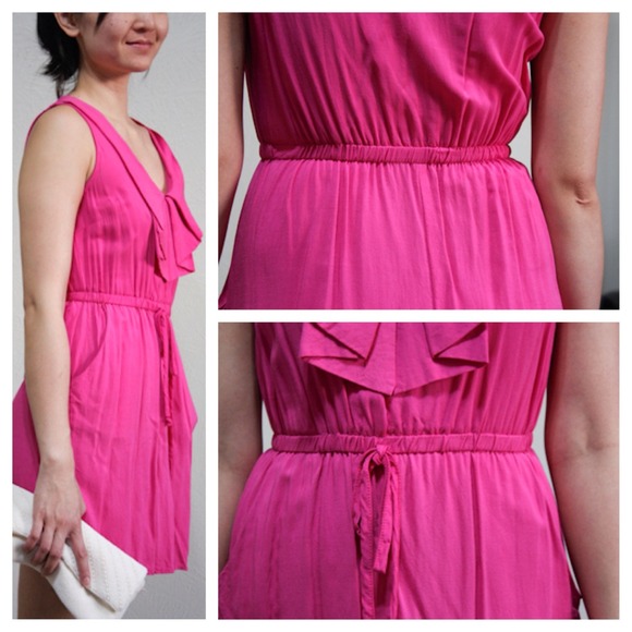 SOLD! Fuchsia pink drawstring dress - Picture 3 of 4