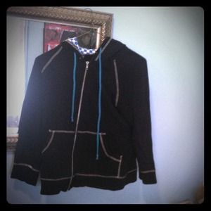 Three quarter sleeved zip up hoodie