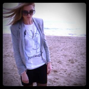 NWT Gray h&m cotton blazer size 6