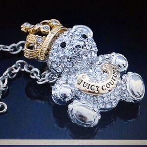 Full crystal crown bear necklace!