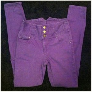 High waisted purple jeans