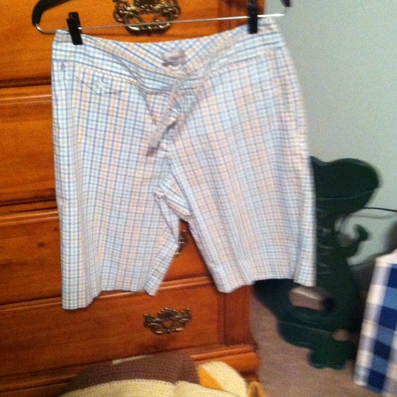 Capris blue light blue beige and white striped