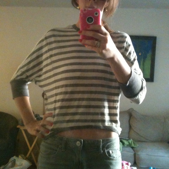 SOLD Striped  High-low Hem and Sheer Back