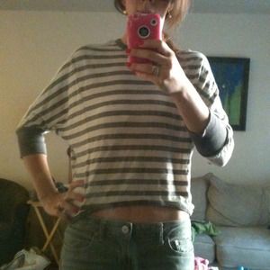 SOLD Striped  High-low Hem and Sheer Back