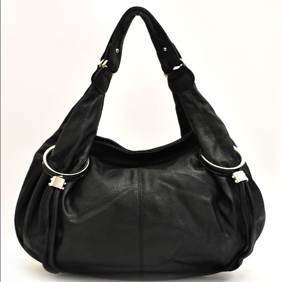 Sold Blk Faux Leather Designer Look Handbag