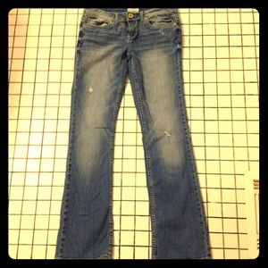 Aéropostale Medium Wash Destroyed Bootcut Jean