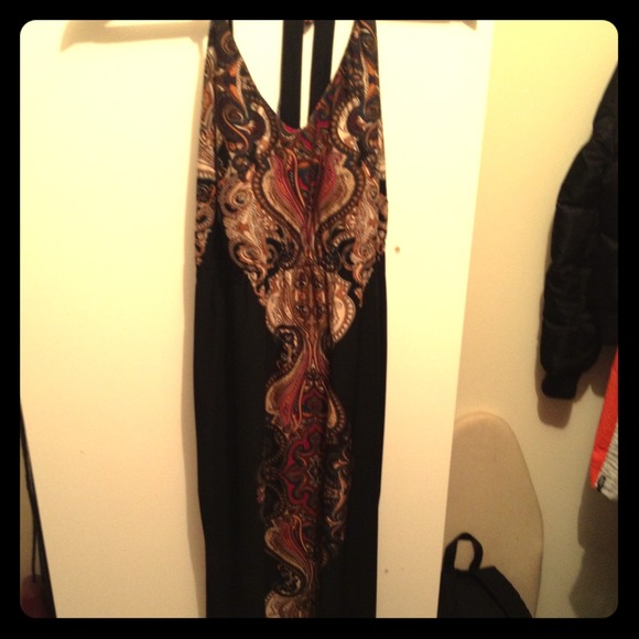 Black and beige maxi dress