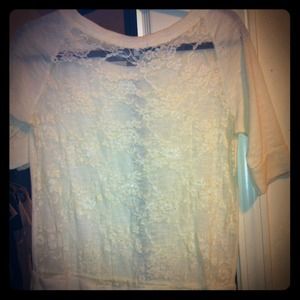 Lace back cotton shirt