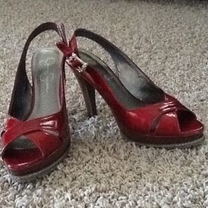 Jessica Simpson Red with Wood Heels