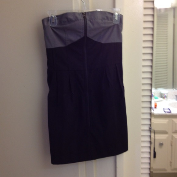 Black and grey strapless dress