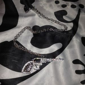 Rhinestone gun necklace