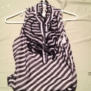 B&W stripe ruffle shirt