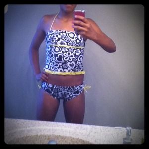 Peace, heart, and Floral tie back tankini