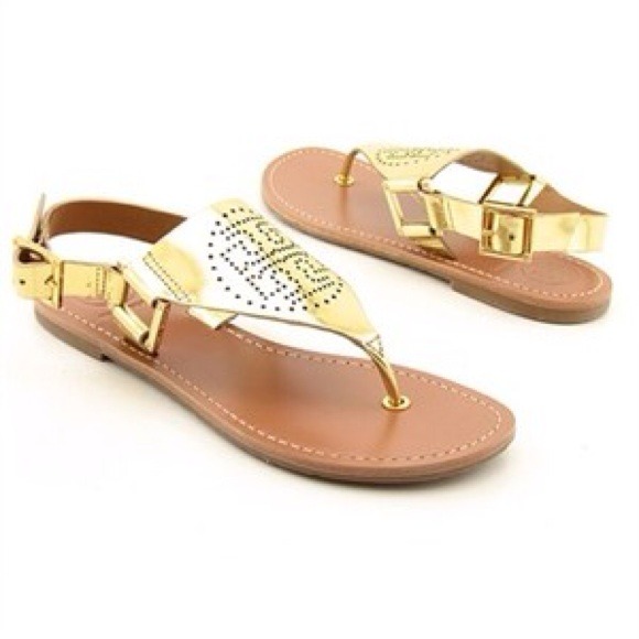 Tory Burch "Daniela" Gold Sandal.